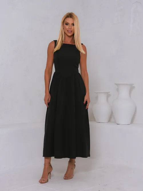 Vestido Midi Clássico Vintage Alfaiataria XY-978 *Atacado: R$ 75