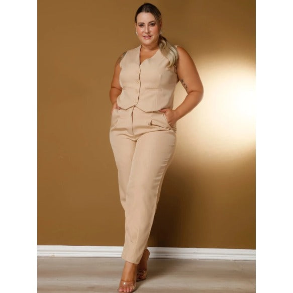 Conjunto Colete e Calça Plus Size Luis Twill FF-CON-013-CSS-513 *Pacote: 95 R$ *Atacado: R$ 120