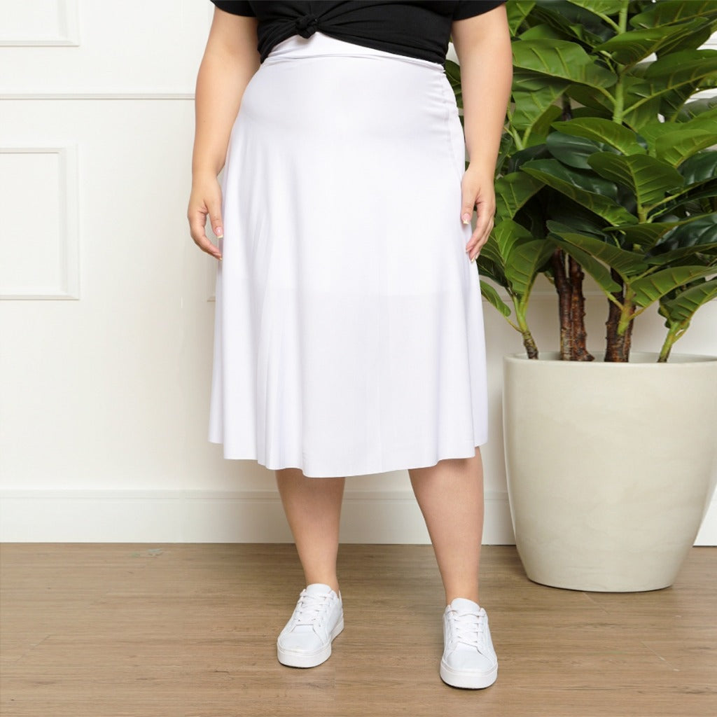 Saia Midi Plissada Plus Size *Pacote: 20 R$ *Atacado: R$ 25
