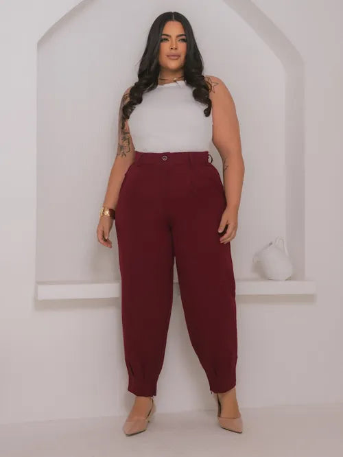 Calça Cenoura Plus Size Alfaiataria XY-481 *Atacado: R$ 55