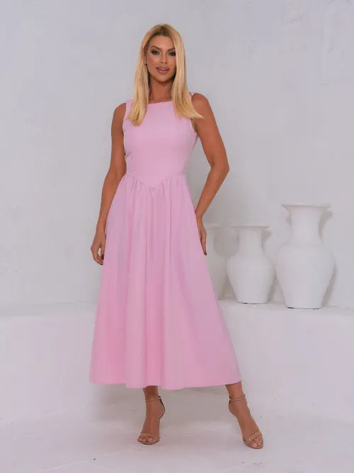 Vestido Midi Clássico Vintage Alfaiataria XY-978 *Atacado: R$ 75