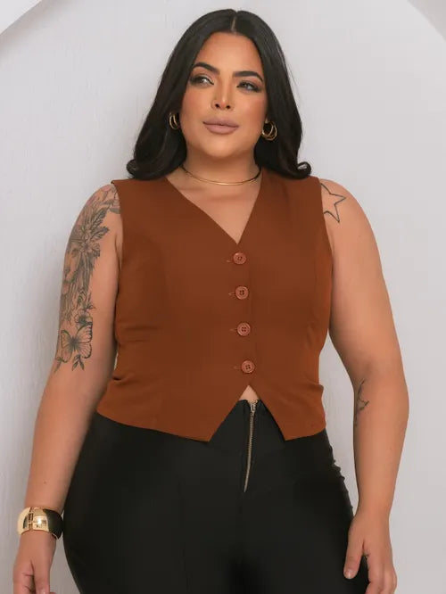Colete Plus Size Alfaiataria FF-COL-004-XY-582-1 *Pacote: 40 R$ *Atacado: R$ 50