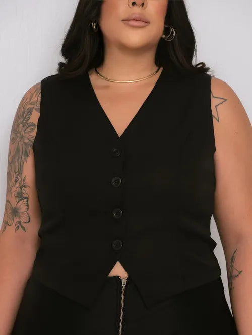 Colete Plus Size Alfaiataria FF-COL-004-XY-582-1 *Pacote: 40 R$ *Atacado: R$ 50