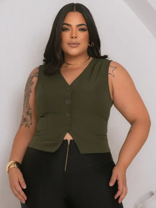 Colete Plus Size Alfaiataria FF-COL-004-XY-582-1 *Pacote: 40 R$ *Atacado: R$ 50