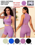 Top+Short Poliamida Com Bojo Com Ziper Canelada Academia P/M G/GG CJ -SHT(2922) *Pacote: 50 R$