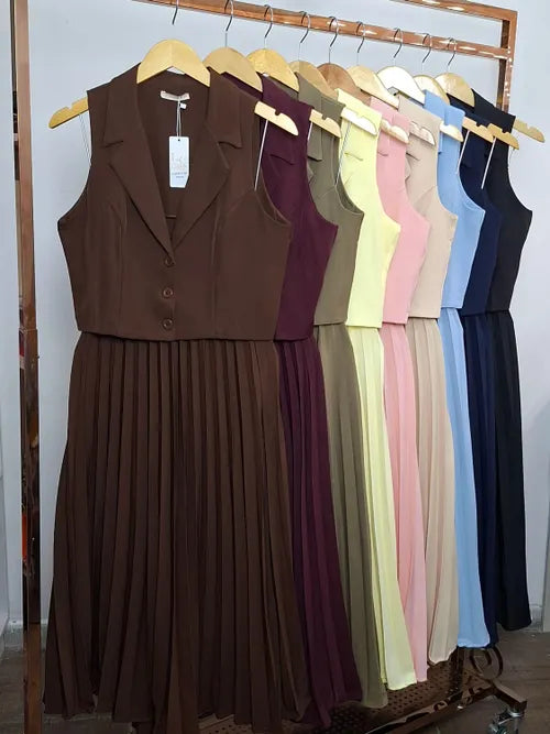 Conjunto Saia Plissada twill Alfaiataria XY-573 *Atacado: R$ 130