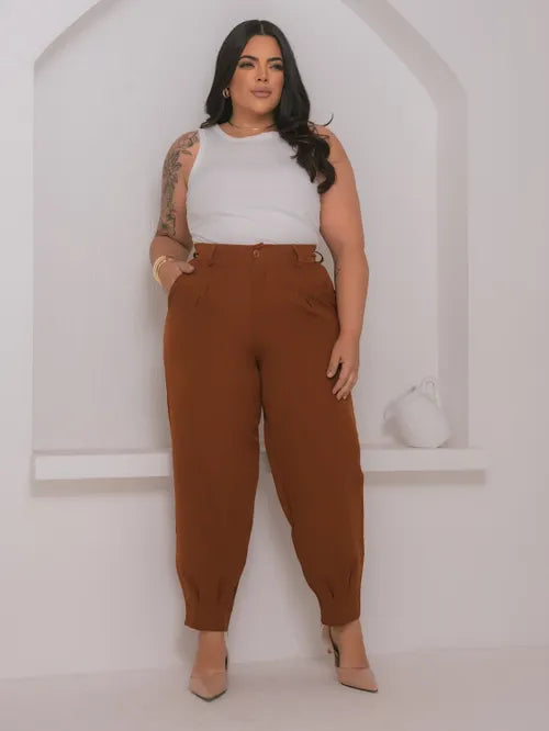 Calça Cenoura Plus Size Alfaiataria XY-481 *Atacado: R$ 55