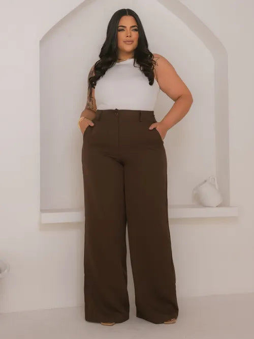 Calça Pantalona Plus Size XY-579 *Atacado: R$ 58