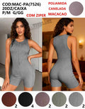 Macacao Poliamida Canelada Com Ziper Academia P/M G/GG MAC-PA(7526)  *Pacote: 45 R$