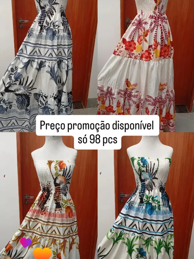 Vestido Floral Tamanho Único *Pacote: 40 R$ *Levando todo faz: R$ 35