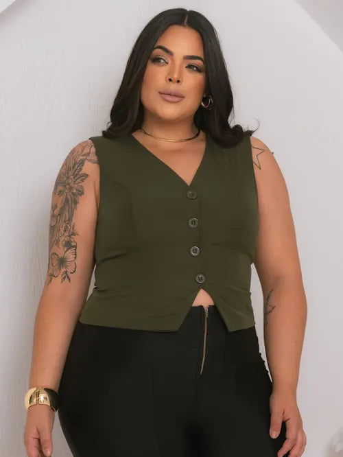 Colete Plus Size Alfaiataria FF-COL-004-XY-582-1 *Pacote: 40 R$ *Atacado: R$ 50