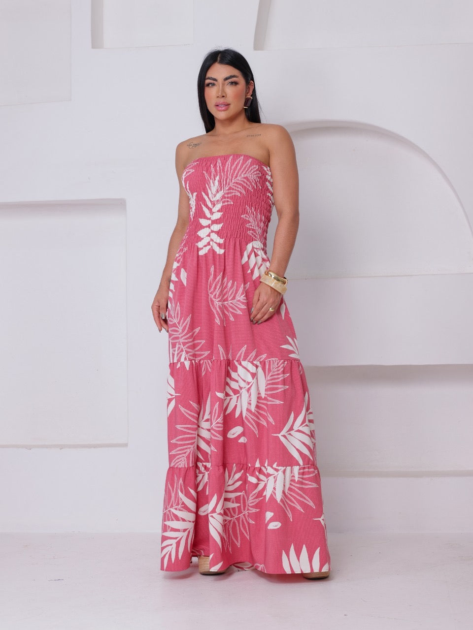 Vestido Longo Elastec na Costa VES-043-CH134 *Pacote: 50 R$ *Atacado: R$ 60