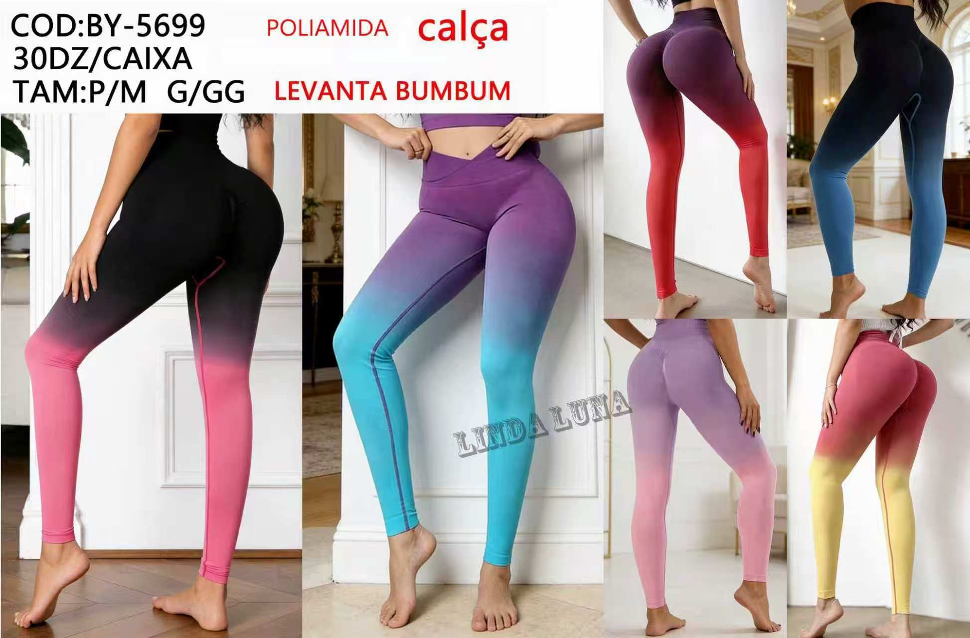 Calça Poliamida Levanta Bumbum Academia P/M G/GG BY-5699 *Pacote: 35 R$
