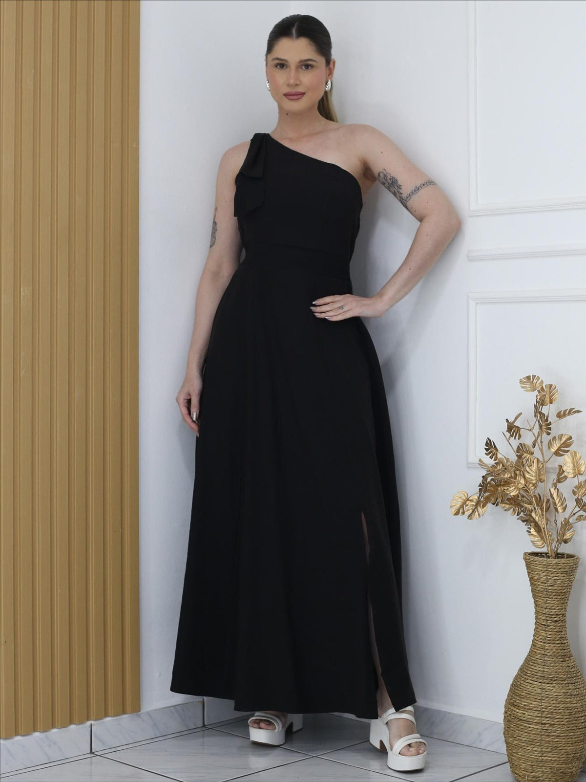 Vestido Nula Manga de Laço FF-VES-045-XY-542 *Pacote: 75 R$ *Atacado: R$ 90