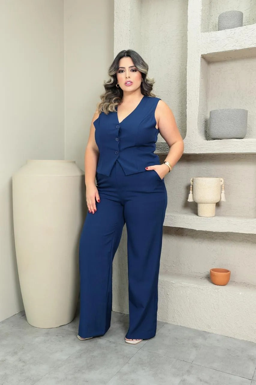 Conjunto Colete e Calça Plus Size Luis Twill FF-CON-014-CSS-529 *Pacote: 95 R$ *Atacado: R$ 120