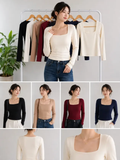 Blusa ML Gola Quadrada Suplex Premium Toque Poliamida Único  *Pacote: R$ 23 *Atacado: R$ 25