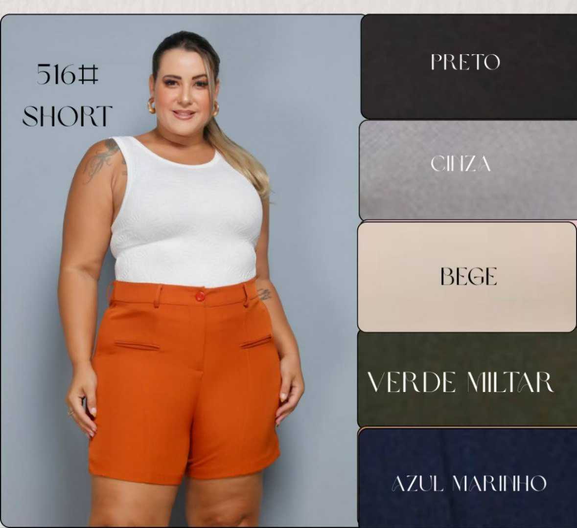 Bermuda Plus Size Linho Luis Twill FF-SHO-006-CSS-516 *Pacote: 45 R$ *Atacado: R$ 55