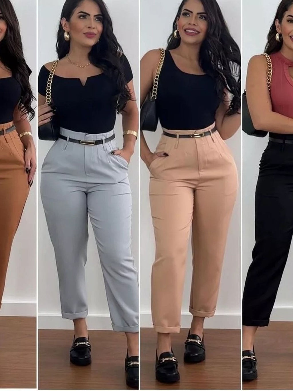 Calça Reta Alfaiataria com Cinto FF-CAL-043-XY-465-1 *Pacote: R$ 50 *Atacado: R$ 55