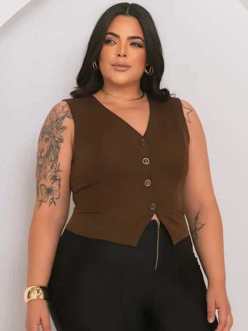 Colete Plus Size Alfaiataria FF-COL-004-XY-582-1 *Pacote: 40 R$ *Atacado: R$ 50