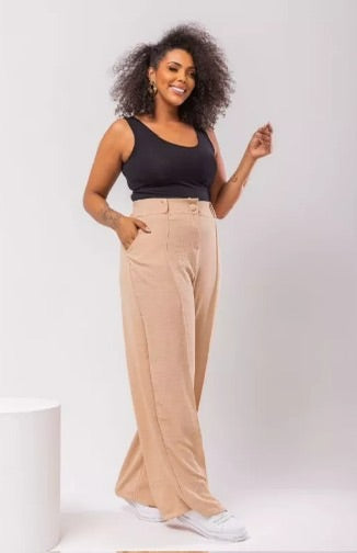 Calça Pantalona Botão 60 Plus Size Cores Pastel Duna FF-CAL-025 *Pacote: 35 R$ *Atacado: R$ 35