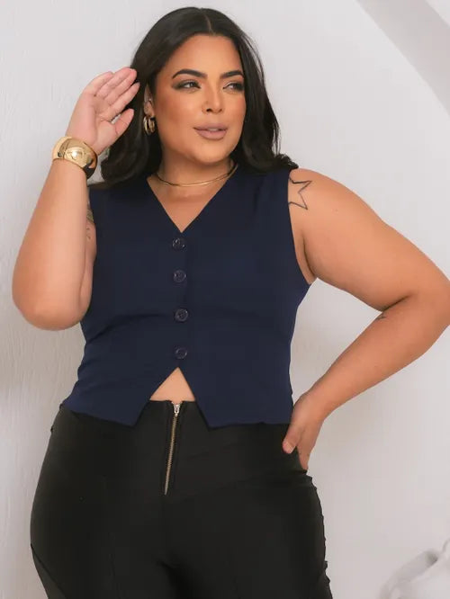 Colete Plus Size Alfaiataria FF-COL-004-XY-582-1 *Pacote: 40 R$ *Atacado: R$ 50