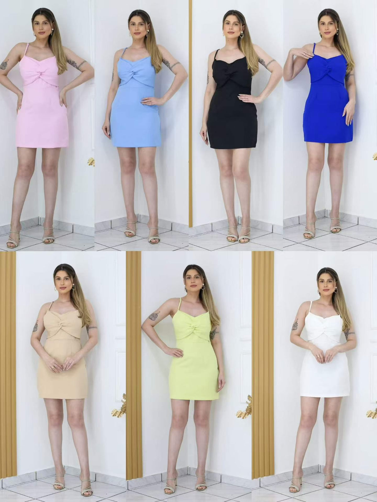 Vestido Alça e Nó no Busto Duna FF-VES-009-XY-529 *Pacote: R$ 50 *Atacado: R$ 60