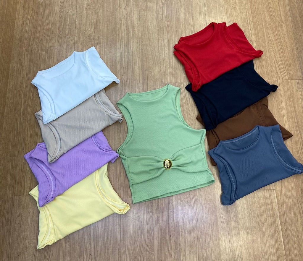 Cropped Ribana com Fivela Dourada FF-CROP-009 *Pacote: R$ 15 *Atacado: R$ 20