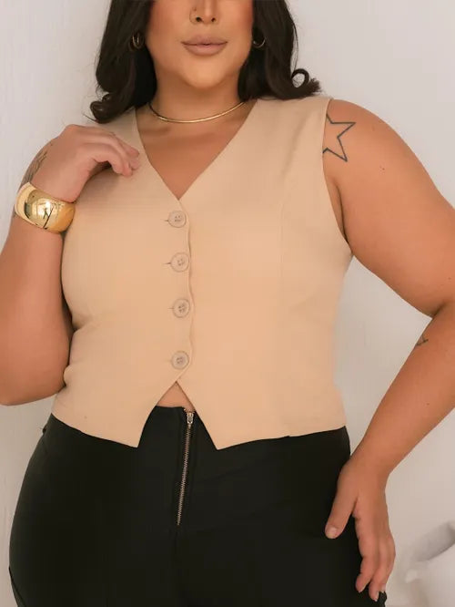 Colete Plus Size Alfaiataria FF-COL-004-XY-582-1 *Pacote: 40 R$ *Atacado: R$ 50