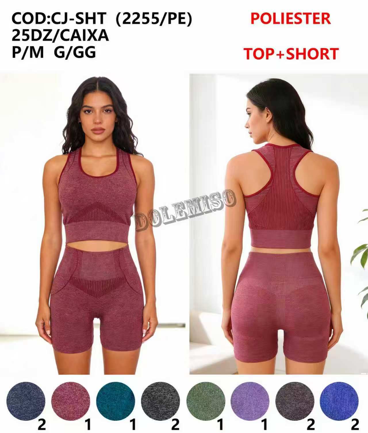 Top+Short Poliester Academia P/M G/GG CJ-SHT (2255/PE)  *Pacote: 20 R$