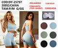 Top+Short Poliamida Com Bojo Canelada Academia P/M G/GG DY-25797 *Pacote: 55 R$