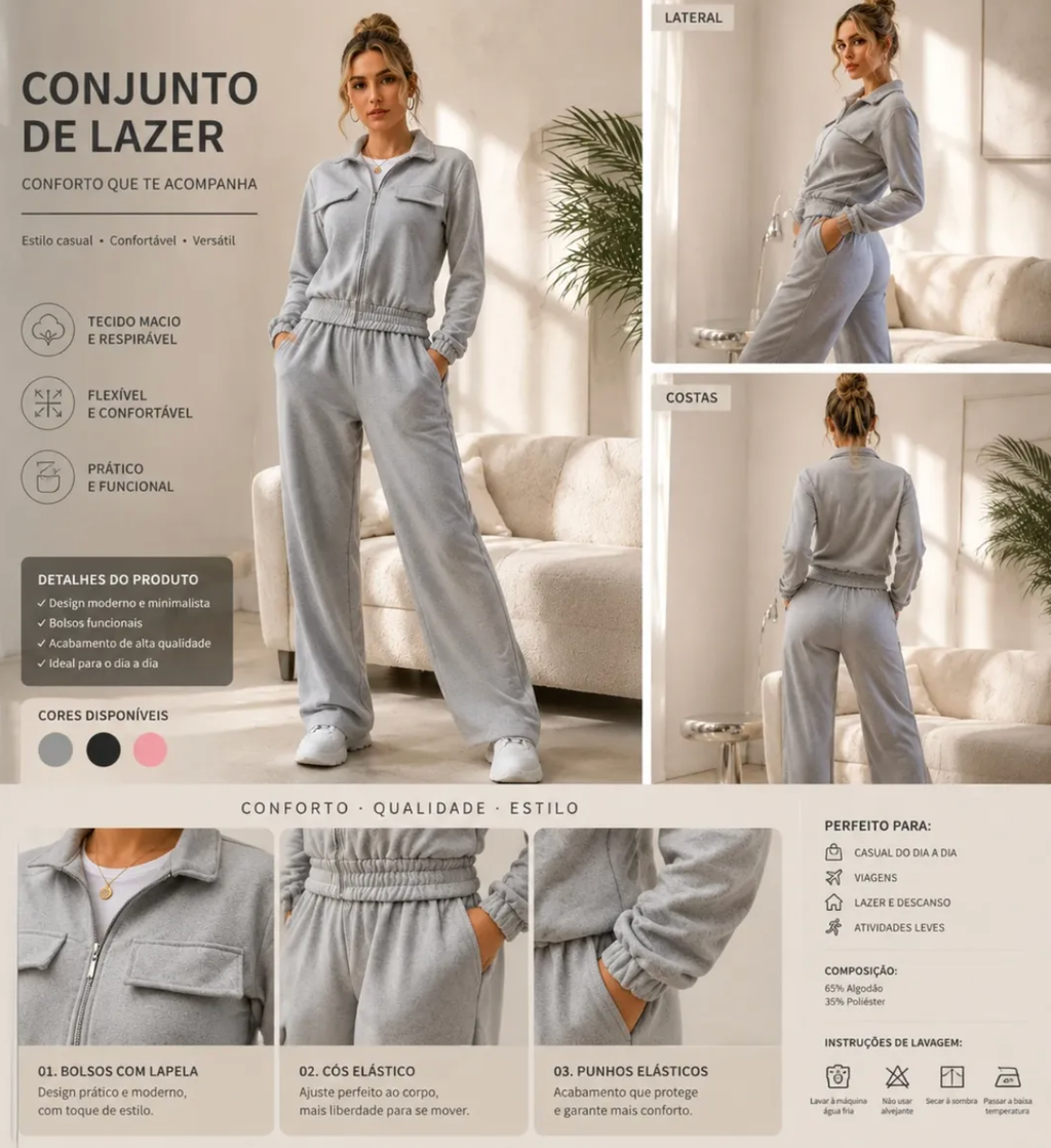 Conjunto Moletom Flaneada Inverno P M G GG *Pacote: 100 R$ *Atacado: R$ 120
