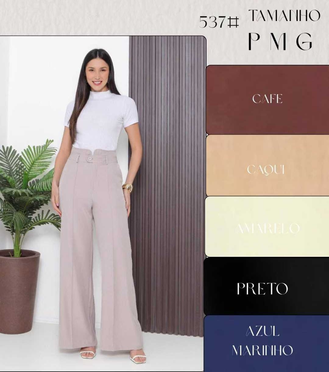 Calça Pantalona Listrada com 1 Botão Linho Luis Twill FF-CAL-013-CSS-537 *Pacote: 60 R$ *Atacado: R$ 75