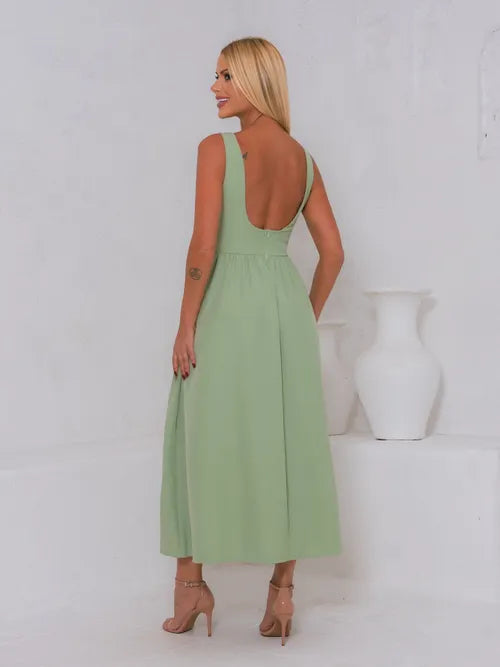 Vestido Midi Clássico Vintage Alfaiataria XY-978 *Atacado: R$ 75