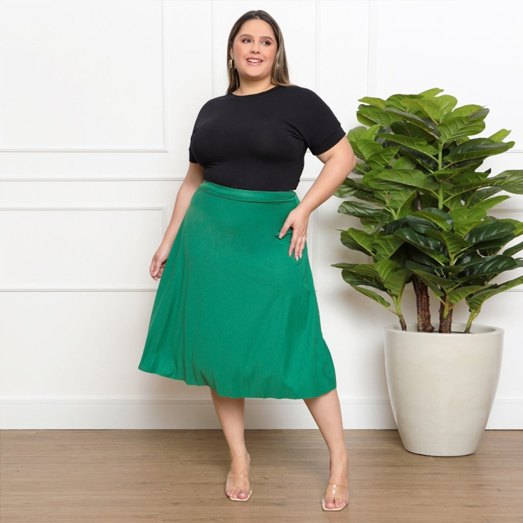 Saia Midi Plissada Plus Size *Pacote: 20 R$ *Atacado: R$ 25