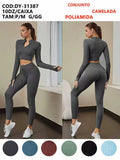 Conjunto Top+Calça Poliamida Canelada Academia P/M G/GG DY-31387 *Pacote: 75 R$
