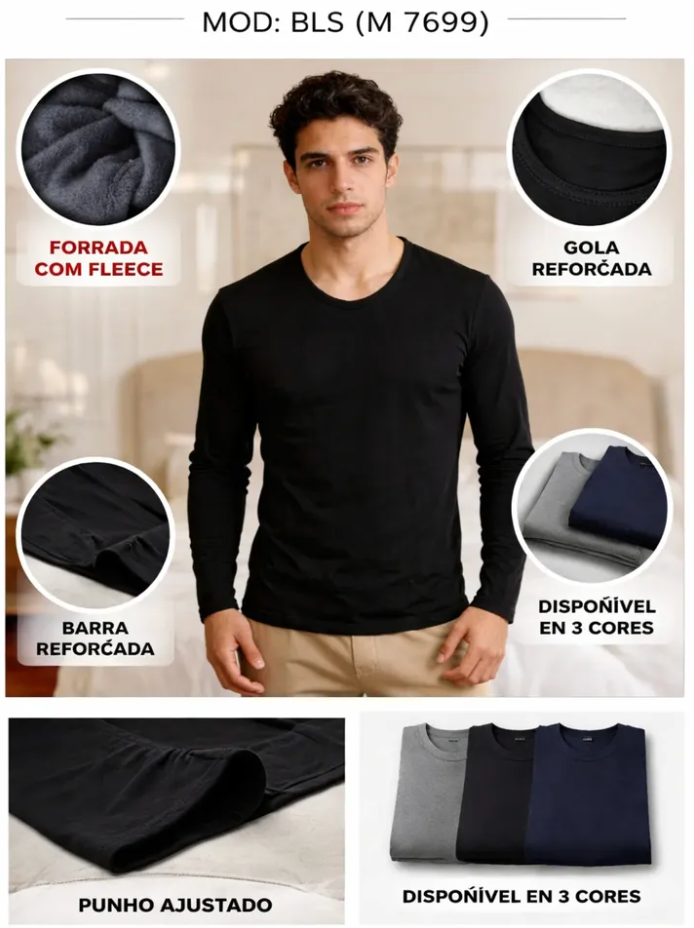 Blusa Térmica Inverno Masculino P/M M/G G/GG BLS(M 7699) *Pacote: 25 R$