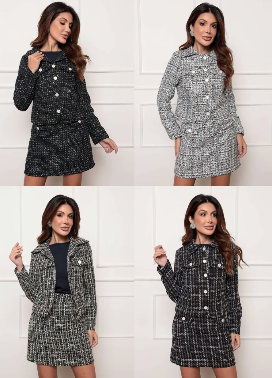 Conjunto Tweed Dorama Inverno P M G *Pacote: 100 R$ *Atacado: R$ 120