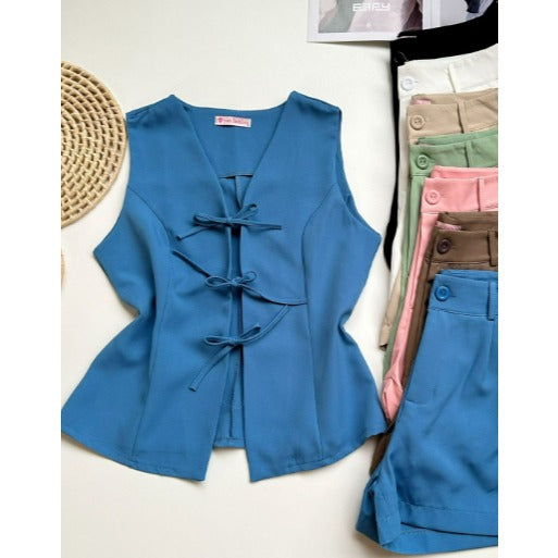 Conjunto Regata com Amarração Dupla e Short Alfaiataria Premium FF-CON-034-XY-531 *Pacote: 60 R$ *Atacado: R$ 70