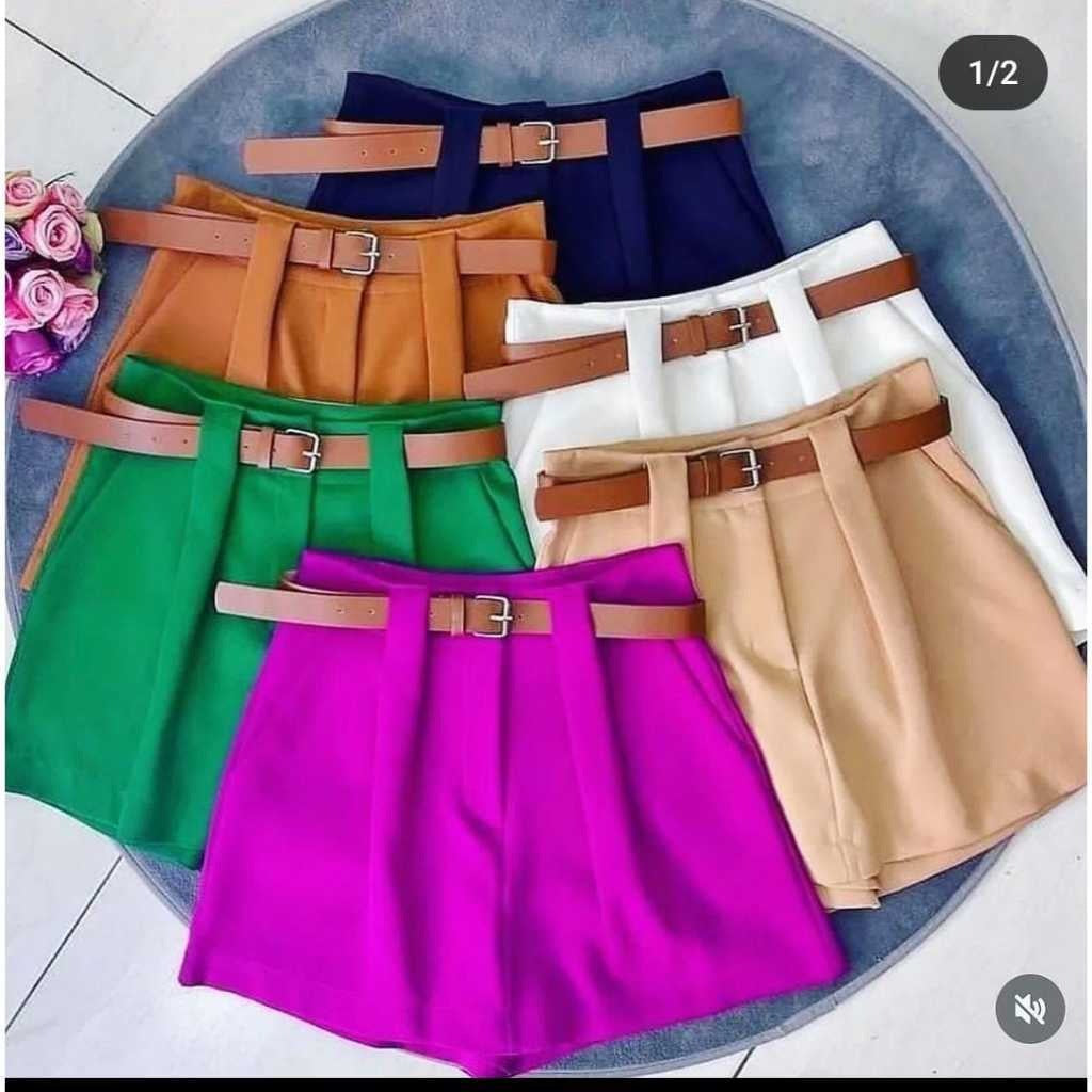 Short Saia com Cinto Alfaiataria Premium FF-SHO-007-SS01 *Pacote: 35 R$ *Atacado: R$ 40