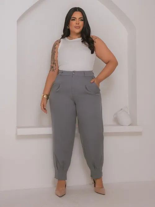 Calça Cenoura Plus Size Alfaiataria XY-481 *Atacado: R$ 55