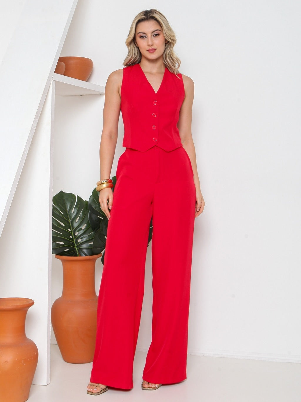 Conjunto Colete e Calça Alfaiataria Feminino FF-CON-081-CSS-522 *Pacote: 95 R$ *Atacado: R$ 120