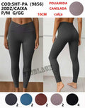 Calça Poliamida Canelada 10CM Academia P/M G/GG SHT-PA(9856) *Pacote: 38 R$