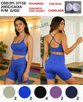Top+Short Poliamida Com Bojo Canelada Academia P/M G/GG DY-37156 *Pacote: 50 R$