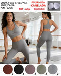 Conjunto Top+Calça Poliamida Canelada Com Bojo Academia P/M G/GG CJ-CAL(7503/PA)  *Pacote: 65 R$