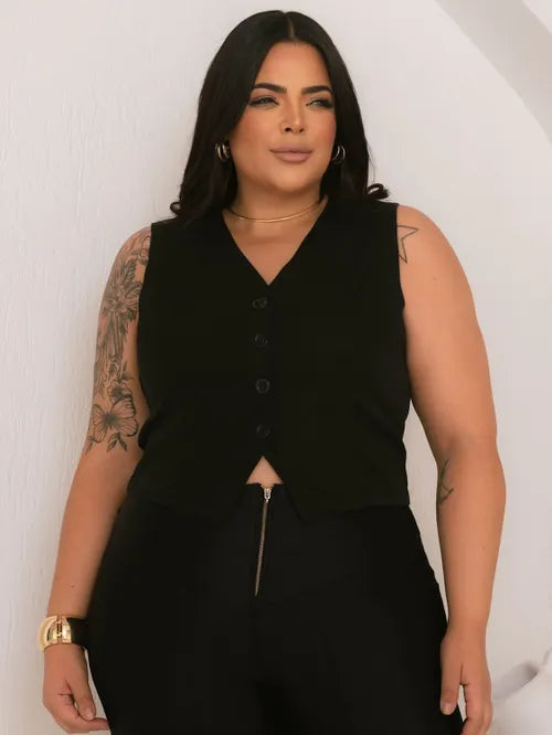 Colete Plus Size Alfaiataria FF-COL-004-XY-582-1 *Pacote: 40 R$ *Atacado: R$ 50