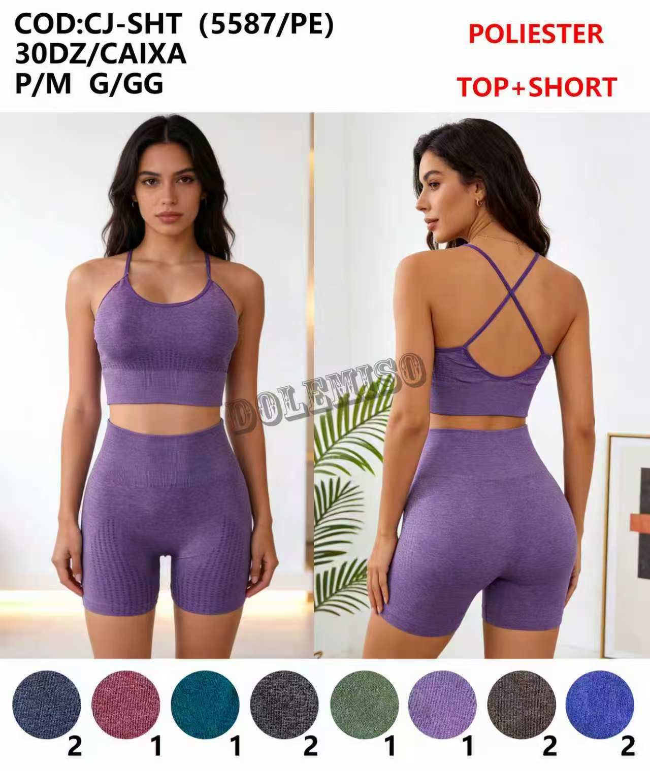 Top+Short Poliester Academia P/M G/GG CJ-SHT (5587/PE) *Pacote: 20 R$