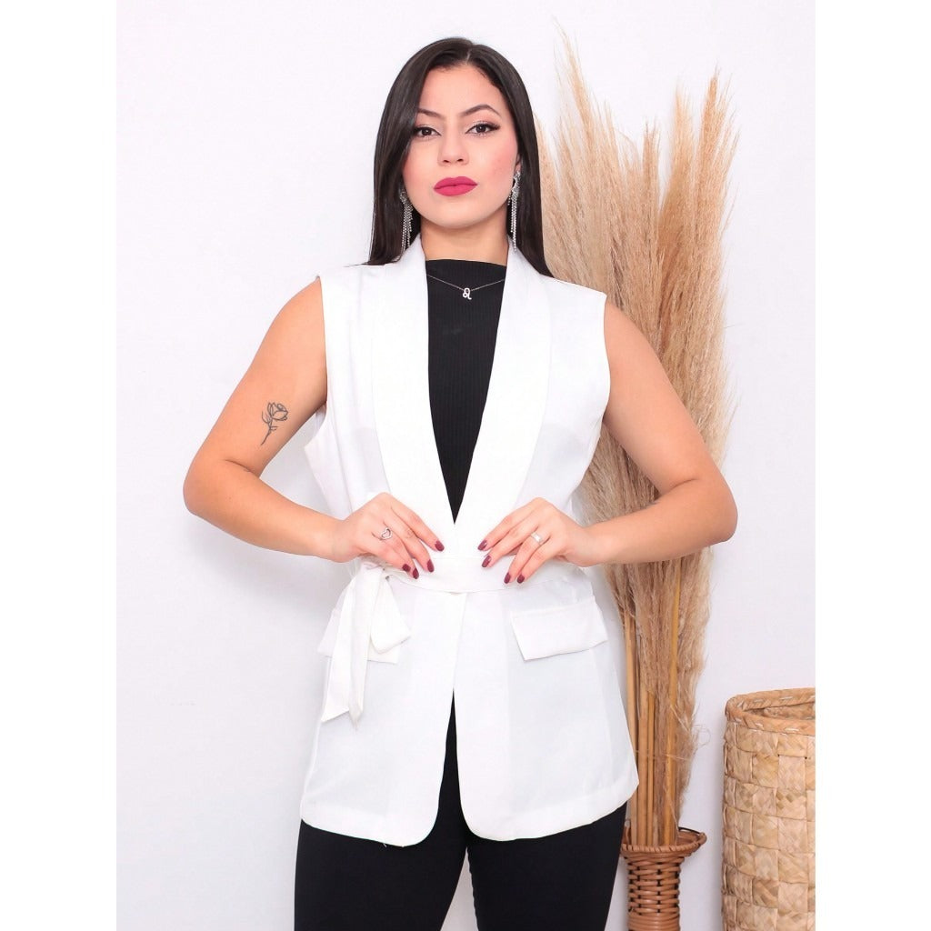 Colete Longo com Cinto Gola Xale Alfaiataria FF-COL-001 *Pacote:50 R$ *Atacado: R$55