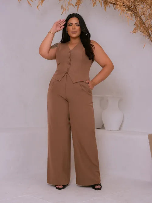 Conjunto Alfaiataria Plus Size FF-CON-061-XY-618 *Pacote: R$ 95 *Atacado: R$ 120