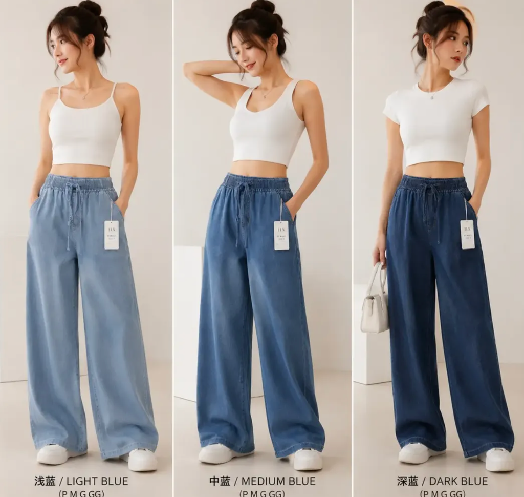 Calça Pantalona Fake Jeans #Mn1666 P M G GG Toque Algodão *Pacote: R$ 55
