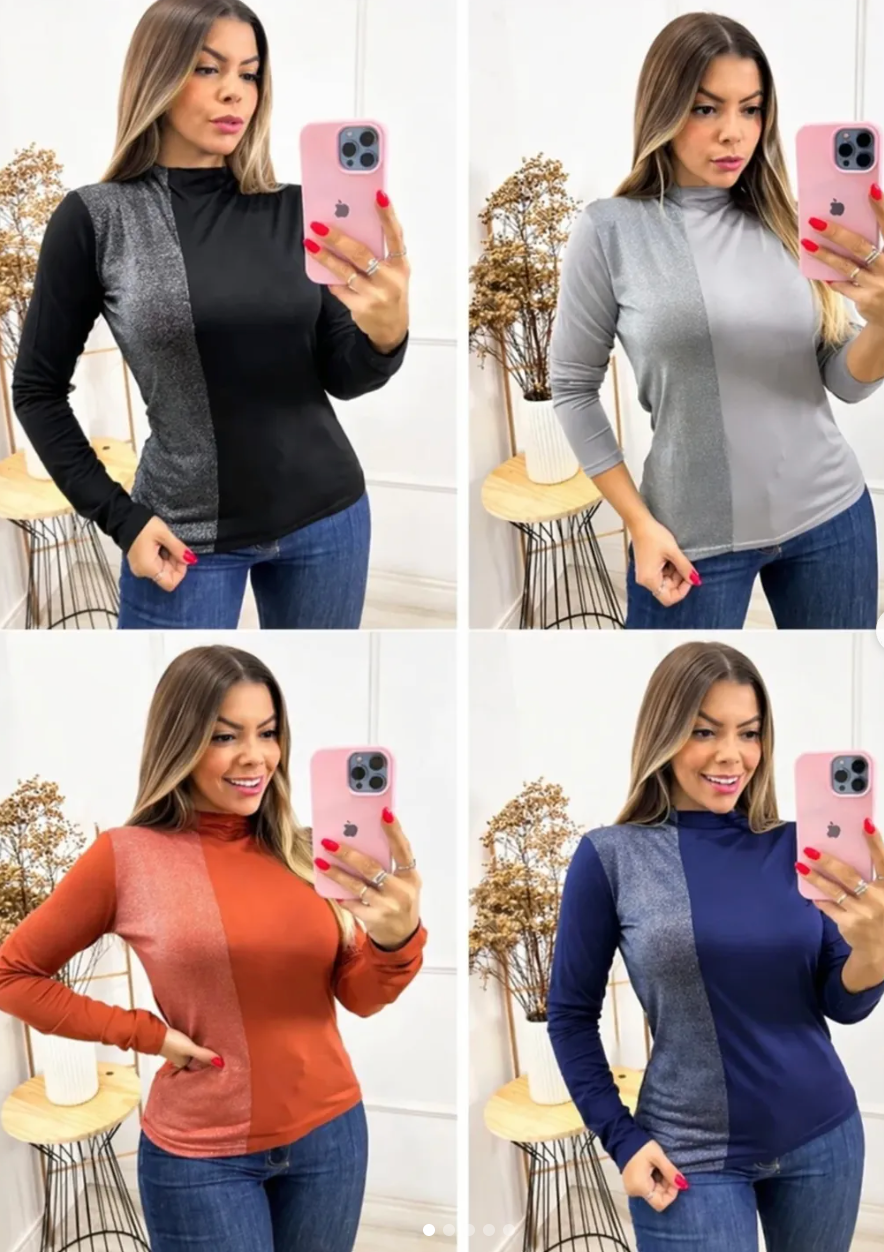 Blusa Viscolaycra Com Lurex Inverno P M G *Pacote: 20 R$